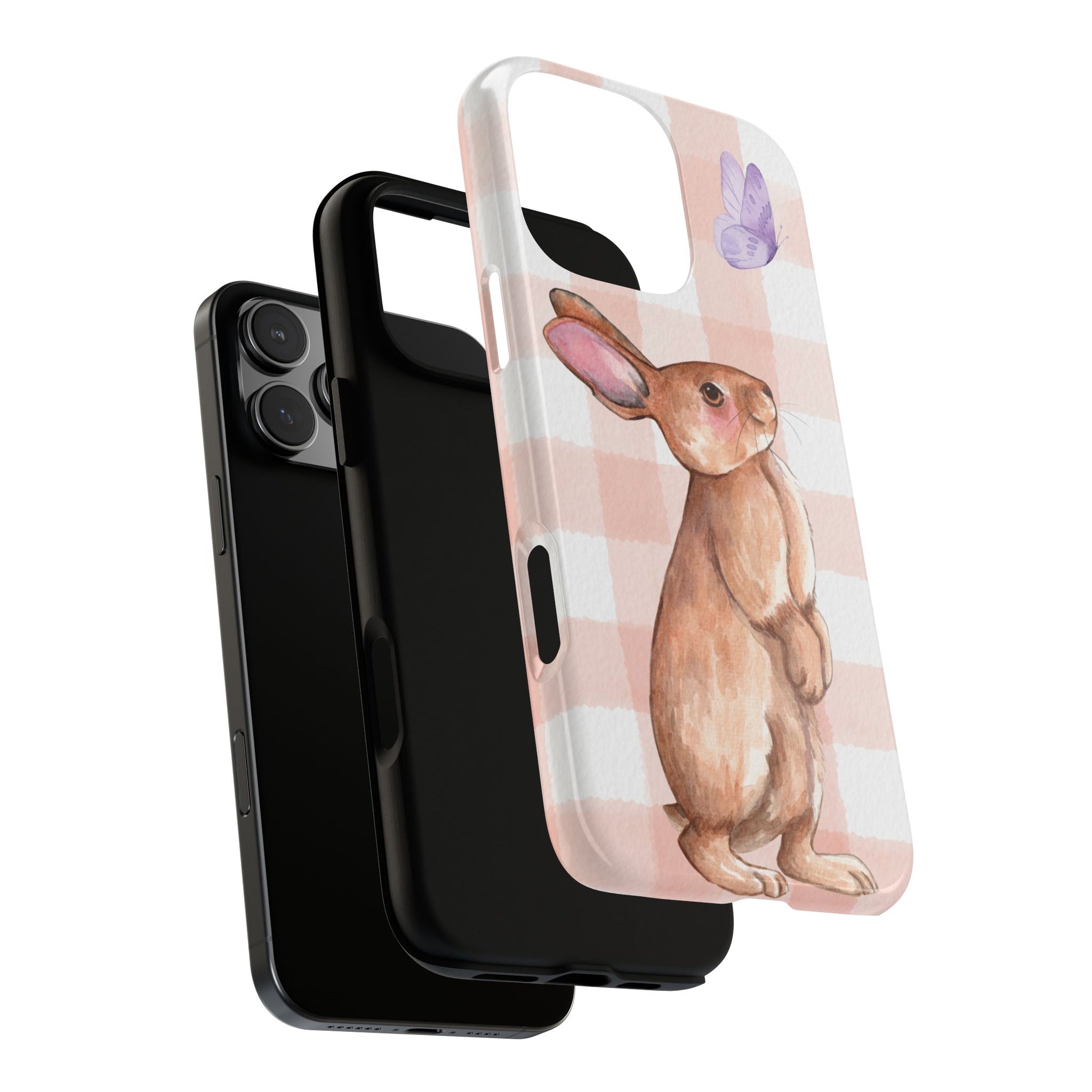 Cute Bunny Rabbit Phone Case, Tough Cases, Bunny Artwork, Springtime Gift, Floral Design, Phone Accessories, Nature Lover's Style - Stellar Threadz Studio