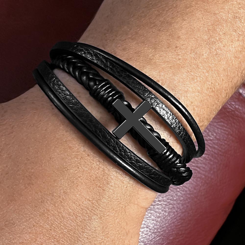 Cross Leather Bracelet - Stainless Steel, Vegan Leather, Perfect Gift for Anyone - Stellar Threadz Studio