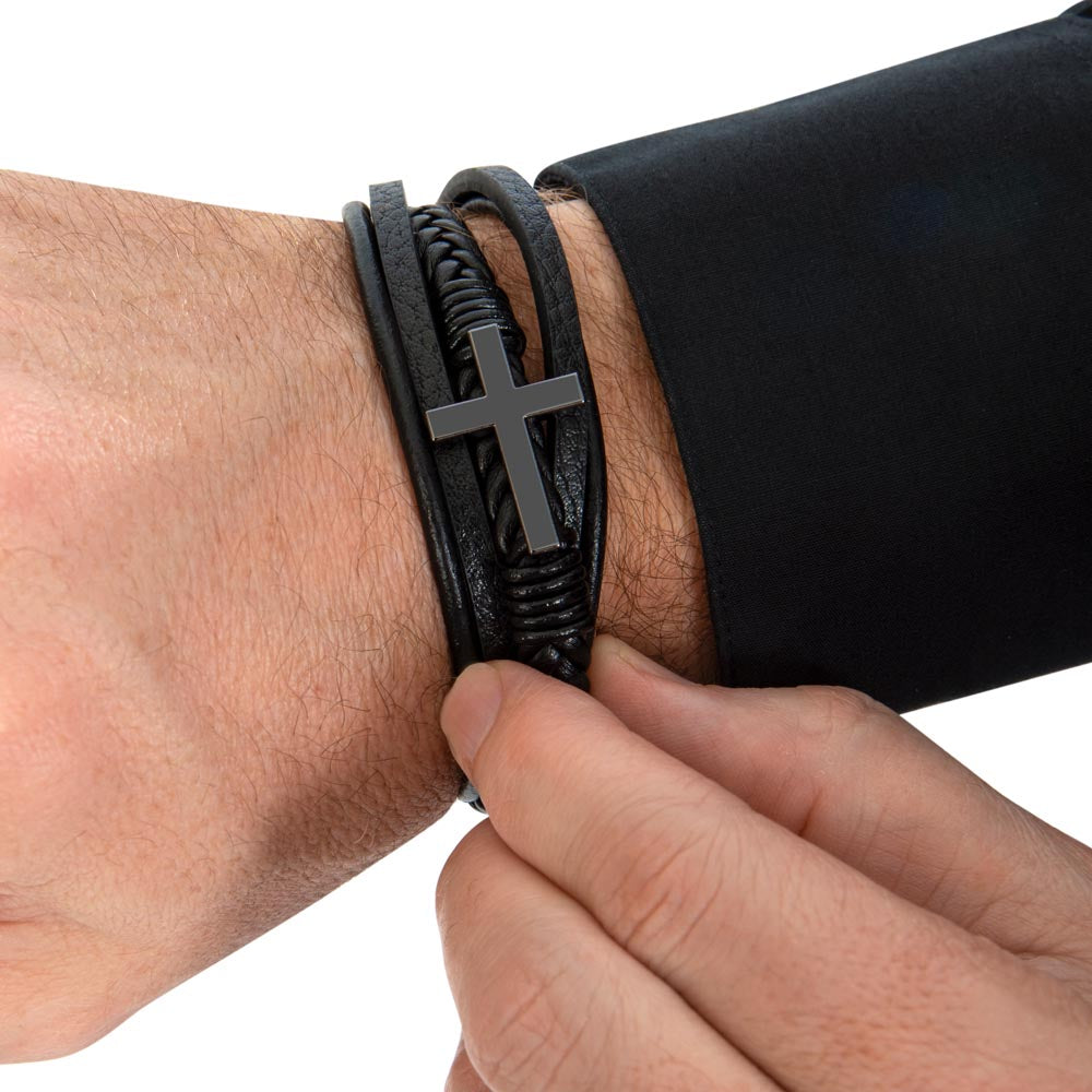 Cross Leather Bracelet - Stainless Steel, Vegan Leather, Perfect Gift for Anyone - Stellar Threadz Studio