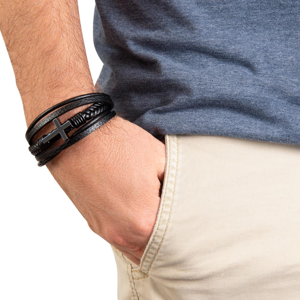 Cross Leather Bracelet - Stainless Steel, Vegan Leather, Perfect Gift for Anyone - Stellar Threadz Studio