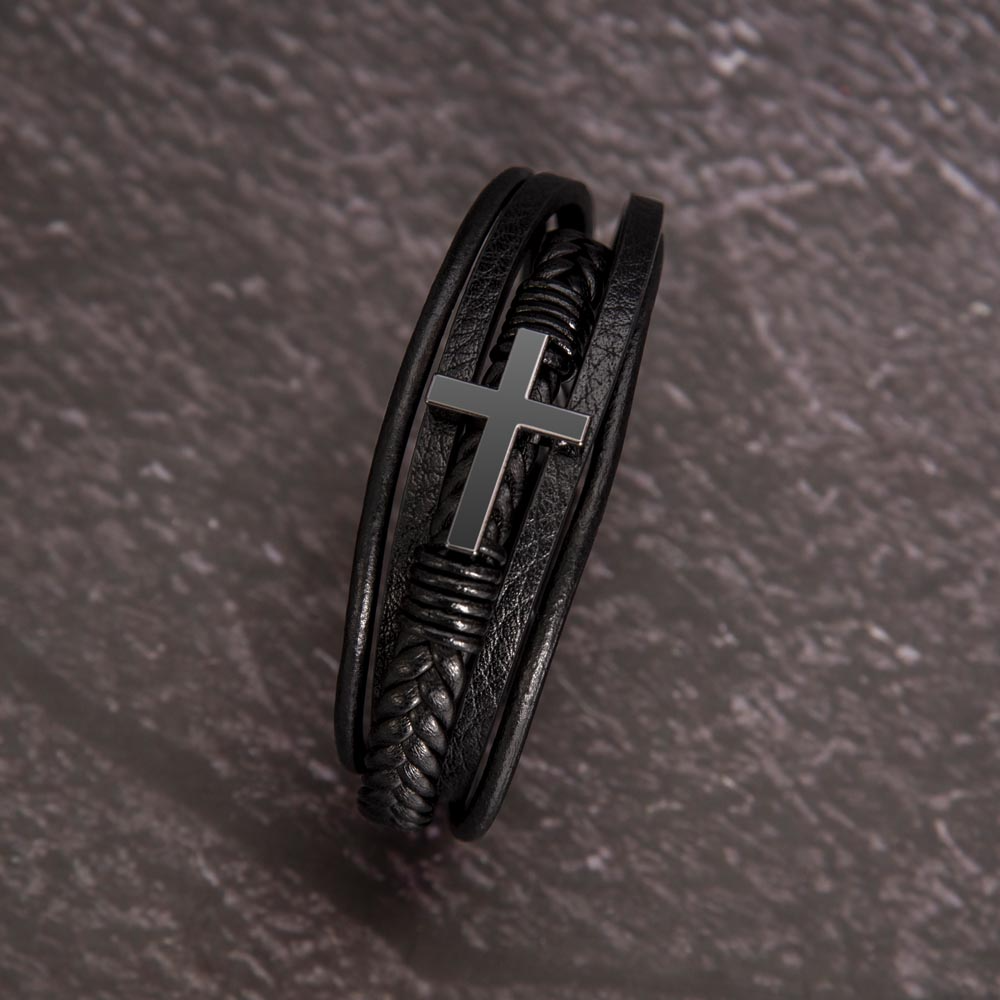 Cross Leather Bracelet - Stainless Steel, Vegan Leather, Perfect Gift for Anyone - Stellar Threadz Studio