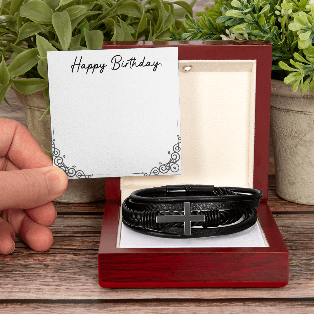 Cross Leather Bracelet - Stainless Steel, Vegan Leather, Perfect Gift for Anyone - Stellar Threadz Studio