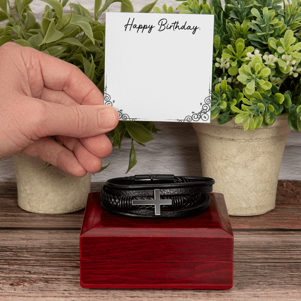Cross Leather Bracelet - Stainless Steel, Vegan Leather, Perfect Gift for Anyone - Stellar Threadz Studio